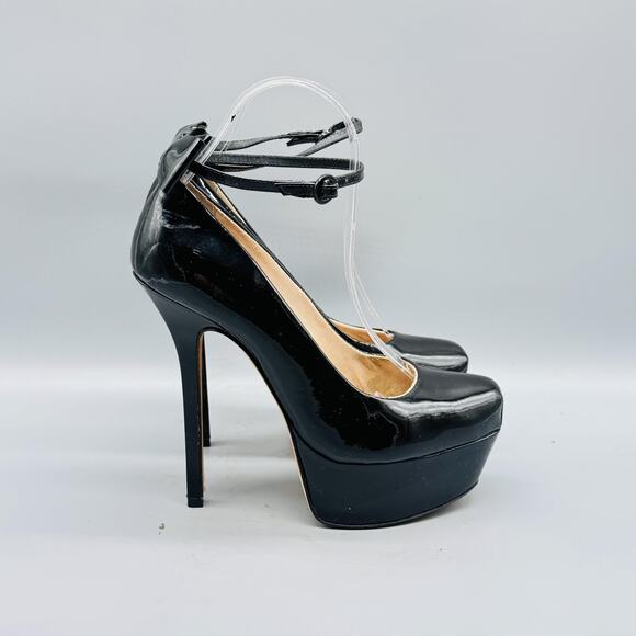 Alice + Olivia Shoes Womens 8.5 Black Patent Leather Pump High Heels Platform - Picture 1 of 12